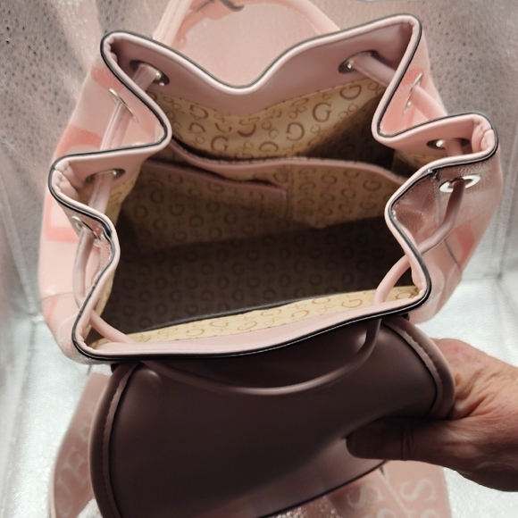 GUESS Blush Pink Monogram Backpack - Picture 3 of 3